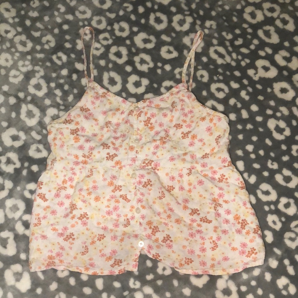 Abercrombie Kids Floral Tank Top - Pink and Orange